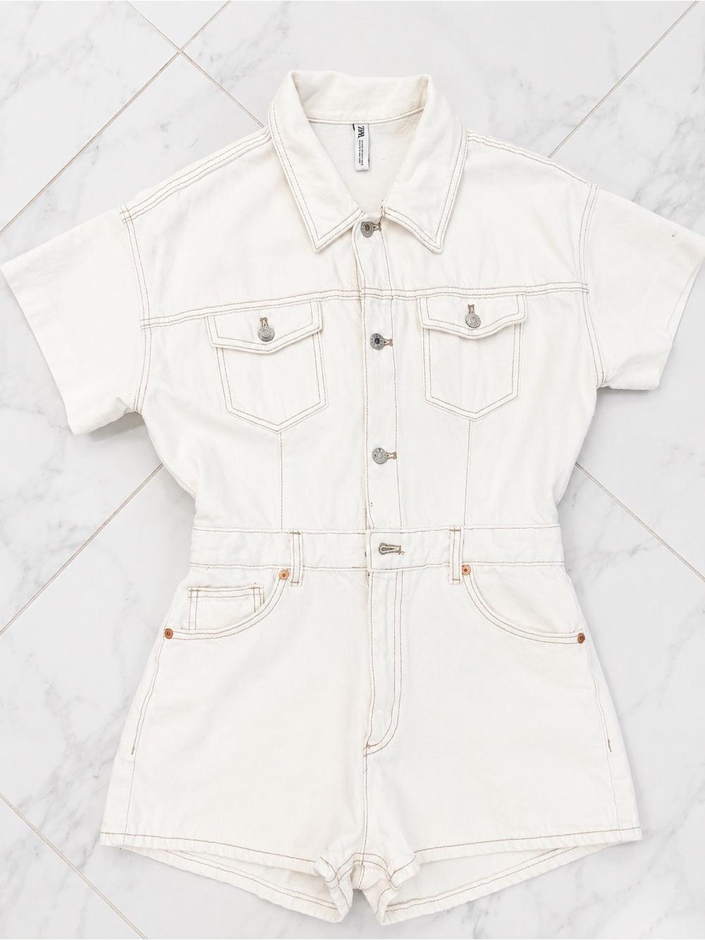 Zara White Denim Short
Jumpsuit